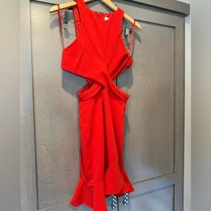 Crossover Waist Mini Red Dress